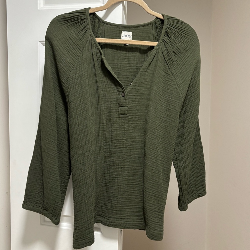 Henley Long Sleeve Tee Army Green - Picture 6 of 8
